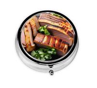 Pastillero redondo Golden Roast, pastillero de 3 compartimentos, pastillero portátil, se puede poner en la cartera, bolsillo, ligero y cómodo