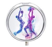 Pastillero Redondo Jugadores De Baloncesto Pastillero Portátil Organizador Vitaminas Contenedor Con 3 Compartimentos