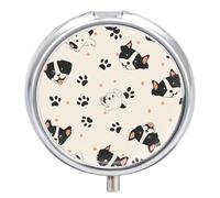 Pastillero Redondo Korgi Lindo Cachorro De Perro Paws Prints Pastillero Portátil Organizador Vitaminas Contenedor Con 3 Compartimentos
