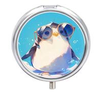 Pastillero Redondo Lindo Pingüino Pastillero Portátil Organizador Vitaminas Contenedor Con 3 Compartimentos