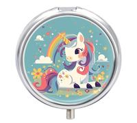 Pastillero Redondo Lindo Unicornio Pastillero Portátil Organizador Vitaminas Contenedor Con 3 Compartimentos