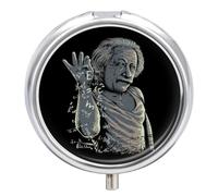 Pastillero Redondo Matemático Pastillero Con 3 Rejillas, Con Espejo, Portátil, A De Humedad, Distribuidor De Metal, Caja De Almacenamiento, Regalo Único