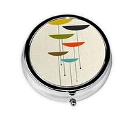 Pastillero redondo moderno de mediados de siglo, pastillero de 3 compartimentos, pastillero portátil de viaje, se puede colocar en tu bolsillo o bolso