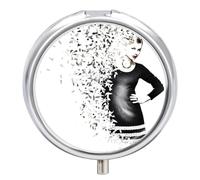 Pastillero Redondo Mujer Elegante Pastillero Con 3 Rejillas, Con Espejo, Portátil, A De Humedad, Distribuidor De Metal, Caja De Almacenamiento, Regalo Único
