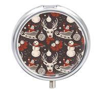 Pastillero Redondo Muñeco De Nieve Navideño Pastillero Portátil Organizador Vitaminas Contenedor Con 3 Compartimentos