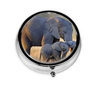 Pastillero redondo, pastillero portátil de 3 compartimentos, lindo elefante para bebé y mamá, organizador de pastillas para bolsillo, bolso, medicamentos, tabletas y vitaminas
