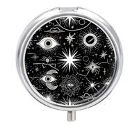 Pastillero Redondo Patrones De Constelaciones De Estrellas Lunares Pastillero Portátil Organizador Vitaminas Contenedor Con 3 Compartimentos