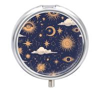 Pastillero Redondo Patrones De Constelaciones De Estrellas Lunares Pastillero Portátil Organizador Vitaminas Contenedor Con 3 Compartimentos