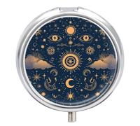 Pastillero Redondo Patrones De Constelaciones De Estrellas Lunares Pastillero Portátil Organizador Vitaminas Contenedor Con 3 Compartimentos