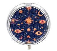 Pastillero Redondo Patrones De Constelaciones De Estrellas Lunares Pastillero Portátil Organizador Vitaminas Contenedor Con 3 Compartimentos