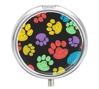Pastillero Redondo Paw Prints Cute Dogs Paws Pastillero Portátil Organizador Vitaminas Contenedor Con 3 Compartimentos