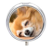 Pastillero Redondo Perro Chihuahua Pastillero Portátil Organizador Vitaminas Contenedor Con 3 Compartimentos