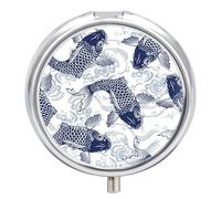 Pastillero Redondo Pescado Carpa Pastillero Portátil Organizador Vitaminas Contenedor Con 3 Compartimentos