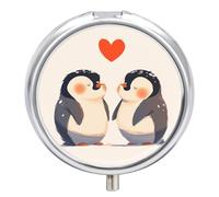 Pastillero Redondo Pingüino Lindo Animal Pastillero Portátil Organizador Vitaminas Contenedor Con 3 Compartimentos