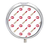 Pastillero Redondo Pintalabios Y Maquillaje Pastillero Portátil Organizador Vitaminas Contenedor Con 3 Compartimentos