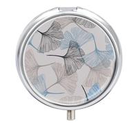 Pastillero Redondo Planta De Ginkgo Biloba Pastillero Con 3 Rejillas, Con Espejo, Portátil, A De Humedad, Distribuidor De Metal, Caja De Almacenamiento, Regalo Único