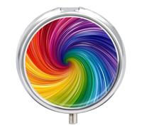 Pastillero Redondo Remolino Arco Iris Colorido Pastillero Portátil Organizador Vitaminas Contenedor Con 3 Compartimentos
