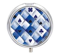Pastillero Redondo Tarjeta Azul Diamante Pastillero Portátil Organizador Vitaminas Contenedor Con 3 Compartimentos