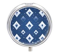 Pastillero Redondo Tarjeta Azul Diamante Pastillero Portátil Organizador Vitaminas Contenedor Con 3 Compartimentos