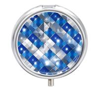 Pastillero Redondo Tarjeta Azul Diamante Pastillero Portátil Organizador Vitaminas Contenedor Con 3 Compartimentos
