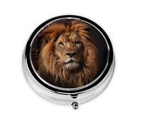 Pastillero redondo The Lion's Gaze Mini Pastillero, ligero y portátil, con 3 insertos de plástico, adecuado para llevar en bolsillos o carteras.