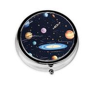 Pastillero redondo The Solar Family. Organizador portátil de medicamentos diarios, diseño fácil de transportar.