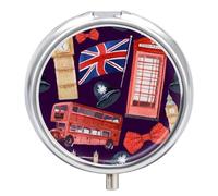 Pastillero Redondo Vintage Londres Cabina Telefónica Roja Pastillero Portátil Organizador Vitaminas Contenedor Con 3 Compartimentos