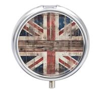 Pastillero retro de la bandera del Reino Unido, 3 compartimentos, pequeño, portátil, organizador de píldoras para bolsillo