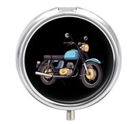 Pastillero retro para motocicleta, 3 compartimentos, pequeño, portátil, organizador de pastillas para bolsillo