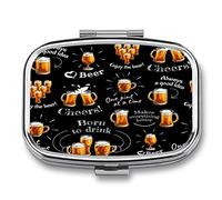 Pastillero Retro Pastillero Patrón De Tintineo De Cerveza Negra Pequeño Joyero Caja De Almacenamiento Retro Medicina Vitamina Pastillero Caja De Almacenamiento