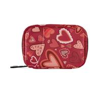 Pastillero rojo para el día de San Valentín, con forma de corazones, pastillero pequeño para 7 días con cremallera, soporte semanal para suplementos vitamínicos