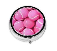 Pastillero rosa brillante pelotas de tenis personalizado viaje pastillero redondo pastillero decorativo Metal medicina vitamina caja organizadora