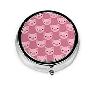 Pastillero Rosa Cara de cerdo de dibujos animados (2) Pastillero para monedero Lindo pequeño organizador de pastillas redondo de viaje