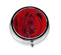 Pastillero,Rosa Roja Con Gotas De Agua Luz Natural Macro Redondo Pastillero Organizador De Medicina Pastillero De Viaje Organizador De Pastillas De Viaje