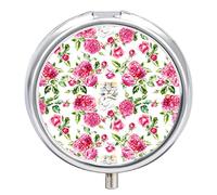 Pastillero Roses Blossom Cat Pastillero Portátil De 2 Compartimentos Organizador De Pastillas De Viaje