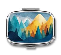 Pastillero rústico de mediados de siglo con 2 compartimentos, organizador portátil de píldoras de medicina de viaje para bolso de bolsillo