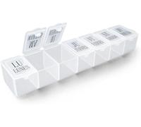 Pastillero Semanal 1 Toma Español, Pastillero Transparente Diario con 7 Compartimentos, Pastillero Portátil de 7 Días, Clasificador de Medicamentos y Dispensador Comprimidos para Viaje, Rectángulo