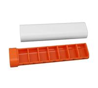 Pastillero Semanal 1 Tomas, Organizador Medicamentos Pequeño Pastillero Portátil de 7 Días 17.6 x 4.4 x 2.6cm para Viaje, Blanco Naranja