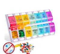 Pastillero Semanal 2 Tomas Mañana Noche, Dosificador de Comprimidos 7 Dias Portatil Hermético Pastillero Diario de Viaje, Grande Capacidad Organizador de Vitaminas y Medicinas, Sin BPA