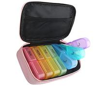 Pastillero Semanal 2 Tomas Organizador Medicamentos 7 Dias Bolsa de Cuero Pu con Cremallera Portátil Tome Cápsulas Vitaminas Aceite de Pescado por Mañana y por Tarde (rosa)