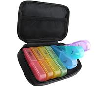 Pastillero Semanal 2 Tomas Organizador Medicamentos 7 Dias Bolsa de Cuero Pu con Cremallera Portátil Tome Cápsulas Vitaminas Aceite de Pescado por Mañana y por Tarde (negro)
