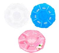 Pastillero Semanal 3 Piezas Pastillero Semanal 1 Toma, Pastillero de Bolsillo Pastilleros Semanales Caja de Pastillas Compartimento Medicación para Vitaminas y Suplementos (Rosa, Azul, Blanco)