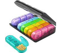 Pastillero Semanal 3 Tomas, Pastillero Diario 7 Dias con 21 Compartimentos, Caja de Pastillas Portátil con Compartimentos Grandes y Separados, Caja de Pastillas Opaca a La Luz para Medicamentos