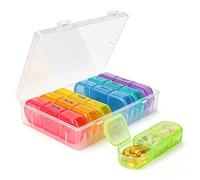 Pastillero semanal 3 veces al día, pastillero para 7 días con aberturas grandes en un lado para un fácil uso, vitaminas, aceites de pescado, suplementos (transparente)