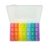 Pastillero Semanal 4 Tomas Diario - Organizador de Medicamentos en Pictogramas de Colores por Día, Caja de Pastillas de Viaje Duradera y Portátil, Ideal para Medicación Regular