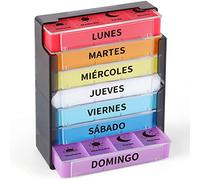 Pastillero Semanal 4 Tomas Español, Opret Pastillero Viaje con 28 Compartimentos, Pastillero Diario y Dispensador Comprimidos para Viaje