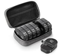 Pastillero semanal 7 días 2 compartimentos, caja portátil 7 días por la mañana por la noche, caja de medicamentos con grandes compartimentos separados para medicamentos, vitaminas, aceite de pescado, para viajes (negro)