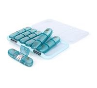 Pastillero Semanal 7 Días, 3 Compartimentos, Separaciones para Medicamentos Mañana Mediodía Noche, para Vitaminas, Aceite de Pescado, Hermético y Resistente a la Humedad, Azul Transparente