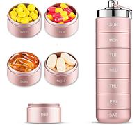 Pastillero Semanal Apilable A Prueba De Humedad | Organizador De Medicamentos De 7 Compartimentos | Pastillero De Aleación De Aluminio Portátil Para Llavero Y Mosquetón