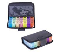 Pastillero Semanal con Estuche Dispensador Dosificador de Medicamentos Grande con Compartimentos Para 4 Tomas Diarias los 7 Dias de la Semana